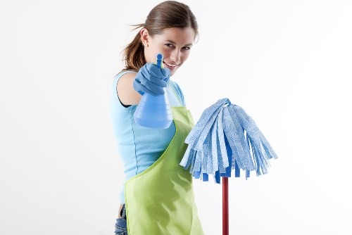 Deep cleaning tools and supplies arranged for a home cleaning task