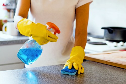Baking soda paste applied to oven surfaces for deep cleaning