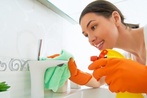 Detailed move out cleaning of bathroom surfaces