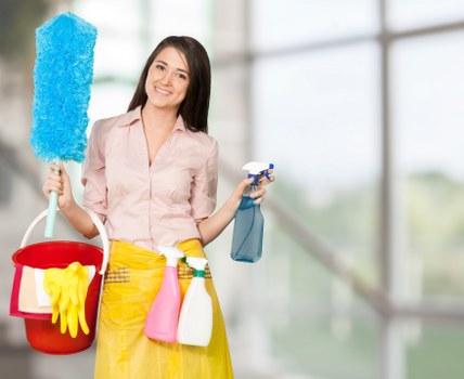 Prepared cleaning supplies for move out cleaning